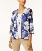 Alfred Dunner Floral-print Layered Look Top With Removable Necklace