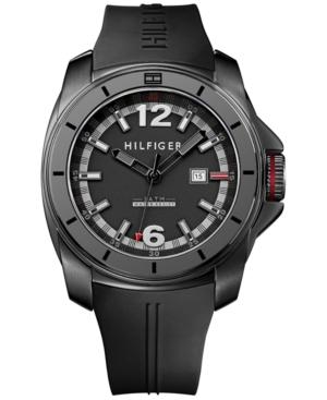 Tommy Hilfiger Men's Black Silicone Strap Watch 46mm 179114