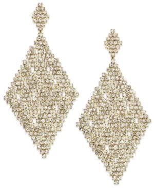 Abs By Allen Schwartz Earrings, Gold-tone Crystal Mesh Diamond-shaped Drop Earrings
