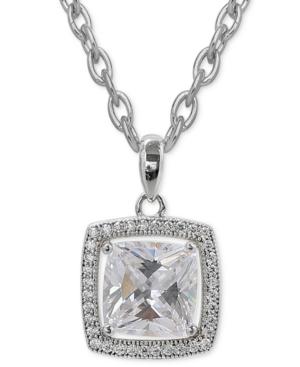 Giani Bernini Cubic Zirconia And Pave Square Pendant Necklace In Sterling Silver, Only At Macy's