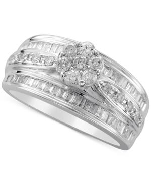 Diamond Cluster Top Engagement Ring (1 Ct. T.w.) In 14k White Gold