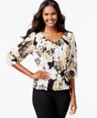 Inc International Concepts Printed Peasant Blouse, Only At Macy's