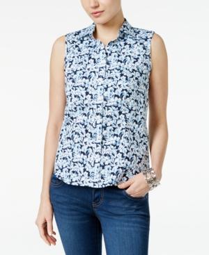 Charter Club Sleeveless Print Shirt, Created For Macy's