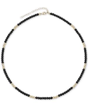 Lapis Lazuli (3mm) & Gold Bead Choker Necklace In 14k Gold, 14 + 2 Extender (also In Black Spinel)