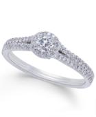 Diamond Halo Engagement Ring (1/2 Ct. T.w.) In Platinum