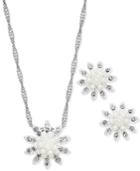 Charter Club Silver-tone Imitation Pearl Star Necklace And Earrings