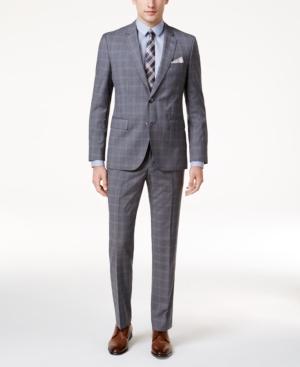 Hugo Boss Men's Slim-fit Gray & Blue Plaid Suit