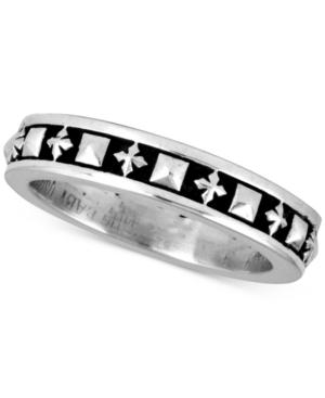 King Baby Men's Stud & Cross Stack Ring In Sterling Silver