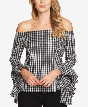1.state Gingham Ruffled Off-the-shoulder Top