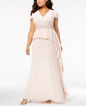 Adrianna Papell Plus Size Ruffled Gown
