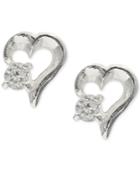 Giani Bernini Cubic Zirconia Heart Stud Earrings In Sterling Silver, Created For Macy's