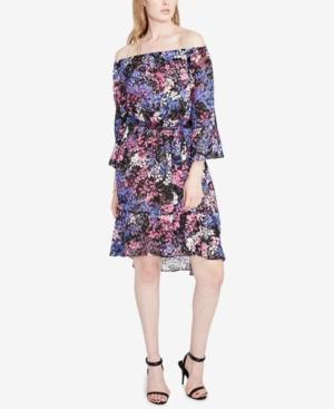 Rachel Rachel Roy Printed Belted Off-the-shoulder Dress