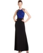 Xscape Beaded Mesh Evening Gown