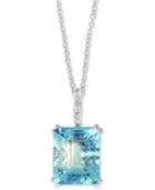 Effy Aquamarine (3-9/10 Ct. T.w.) & Diamond Accent 18 Pendant Necklace In 14k White Gold
