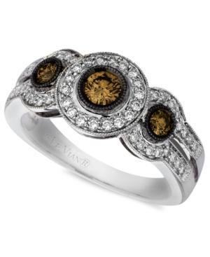 Le Vian Diamond Chocolate Diamond White Diamond Three Stone (3/4 Ct. T.w.) In 14k White Gold