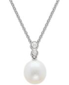 Cultured Freshwater Pearl (9-1/2mm) & Swarovski Zirconia 17-1/4 Pendant Necklace In Sterling Silver