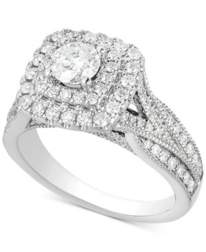 Diamond Elevated Halo Engagement Ring (1-1/2 Ct. T.w.) In 14k White Gold