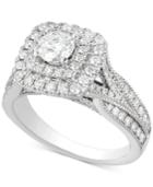 Diamond Elevated Halo Engagement Ring (1-1/2 Ct. T.w.) In 14k White Gold