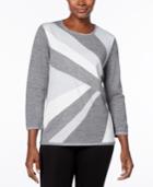 Alfred Dunner Colorblock Intarsia Sweater