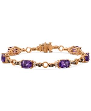 Le Vian Chocolatier Grape Amethyst (8-3/4 Ct. T.w.) And Diamond (1 Ct. T.w.) Link Bracelet In 14k Rose Gold
