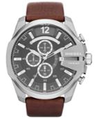 Diesel Watch, Men's Chronograph Brown Leather Strap 51mm Dz4290