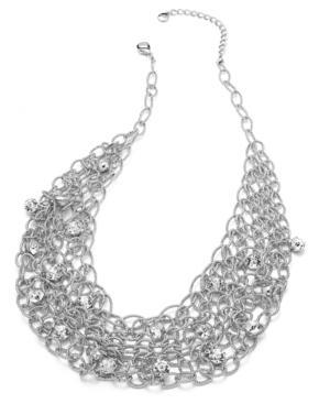 Alfani Silver-tone Crystal Mesh Statement Necklace