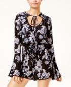American Rag Juniors' Floral-print Bell-sleeve Romper, Created For Macy's