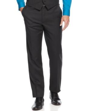 Alfani Red Pants Black Mini Stripe Slim Fit