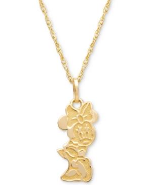 Disney Children's Minnie Mouse Character 15 Pendant Necklace In 14k Gold