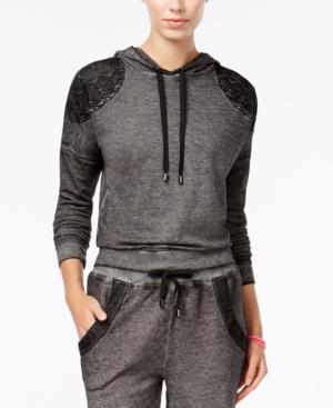 Material Girl Active Juniors' Lace-trim Hoodie, Only At Macy's