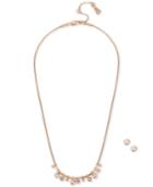 Kenneth Cole New York Rose Gold-tone Crystal Collar Necklace & Stud Earrings