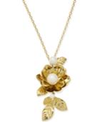 Kate Spade New York Gold-tone Imitation Pearl Rose Pendant Necklace, 14 + 3 Extender