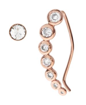 Bodifine Rose Gold Plated Sterling Silver Ear Climber And Stud
