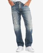 Silver Jeans Co. Men's Hunter Loose-fit Tapered-leg Stretch Destroyed Jeans