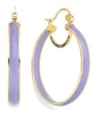 Sis By Simone I Smith Purple Enamel Hoop Earrings In 18k Gold Over Sterling Silver (40mm)