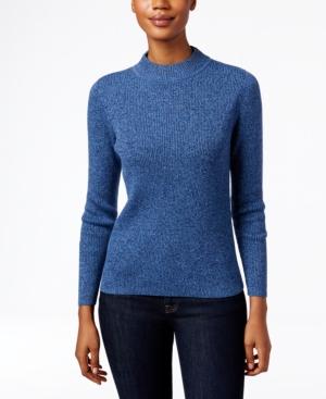 Karen Scott Petite Marled Mock-neck Sweater, Only At Macy's