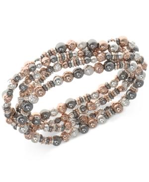 Nine West Tri-tone Multi-row Beaded Stretch Bracelet