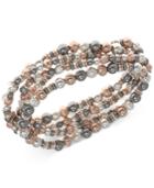 Nine West Tri-tone Multi-row Beaded Stretch Bracelet