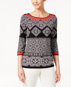 Alfred Dunner Petite Tile-print Tunic