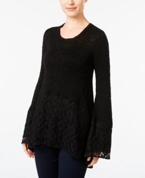 Style & Co Metallic Lace-hem Sweater, Only At Macy's