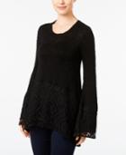Style & Co Metallic Lace-hem Sweater, Only At Macy's
