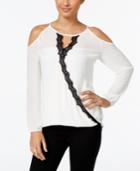 Thalia Sodi Lace-trim Cold-shoulder Top, Only At Macy's