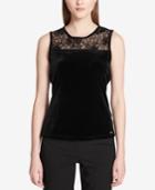 Calvin Klein Velvet Lace-inset Top