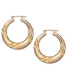 Signature Gold Diamond Accent Graduated Swirl Hoop Earrings In 14k Gold Over Resin