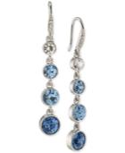 Carolee Silver-tone Blue & Clear Crystal Linear Drop Earrings