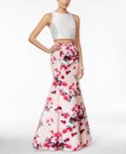 Xscape Two-piece Floral-print Mermaid Gown