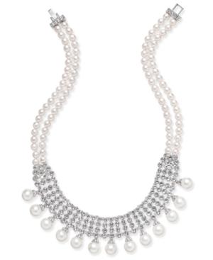 Nina Silver-tone Crystal & Imitation Pearl Statement Necklace