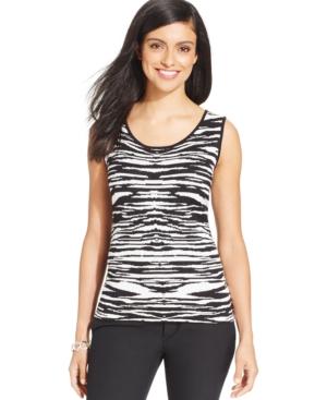 August Silk Sleeveless Zebra-print Jacquard Shell