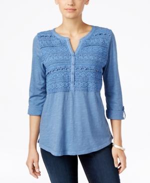 Style & Co. Crochet-detail Top, Only At Macy's
