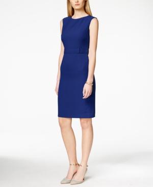 Kasper Stretch Crepe Belted Sheath Dress